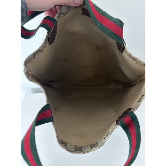 Authentic Vintage GUCCI Oversized Canvas Tote, Sherry Line GG MONOGRAM Leather - Picture 13 of 16